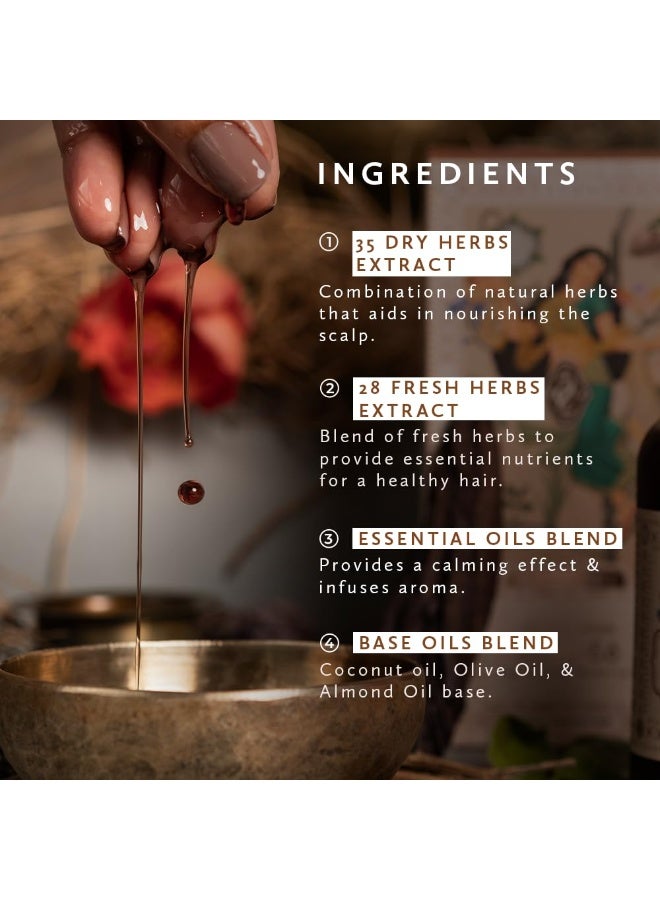 Old School Rituals 63-Herb Hair Oil Elixir | With Coconut, Bhringraj, Hibiscus, Amla & Vetiver | Strengthens Roots, Reduces Hair Fall, Promotes Growth | Natural & Clean Beauty Formula – 100ml - Image 2